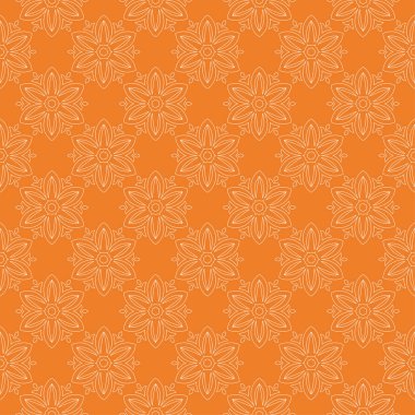 Beyaz çiçek süsleme portakal. Tekstil ve duvar kağıtları için seamless modeli