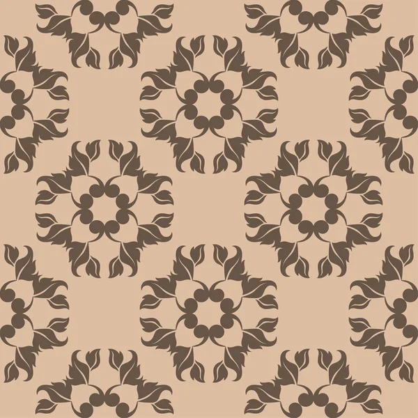 Adorno Floral Marrón Beige Patrón Sin Costuras Para Textiles Fondos — Vector de stock