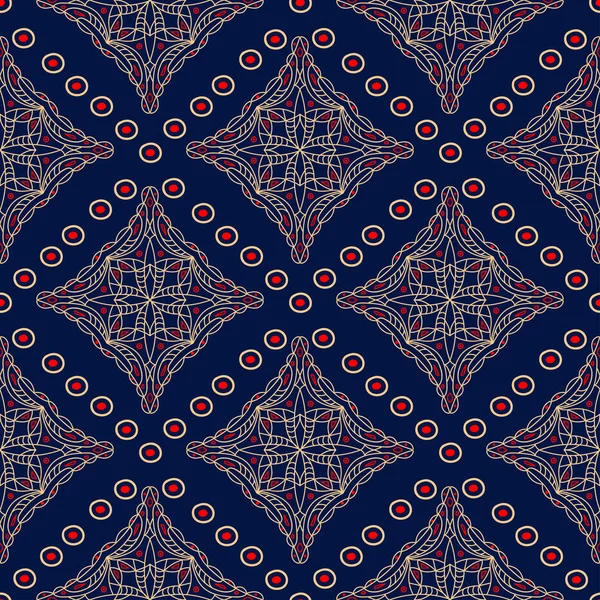 Fond Bleu Géométrique Sans Couture Motif Coloré Rouge Beige Conception — Image vectorielle