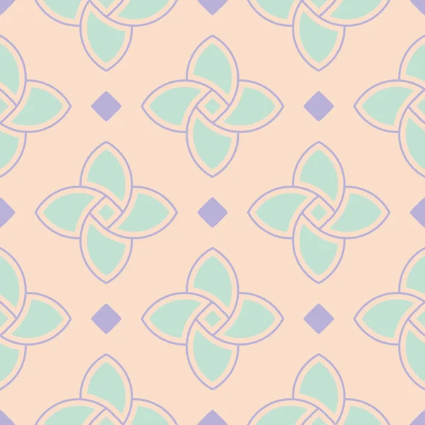 Bezproblémové Geometrické Béžové Pozadí Modrým Fialovým Vzorem Tapety Textilní Tkaniny — Stockový vektor
