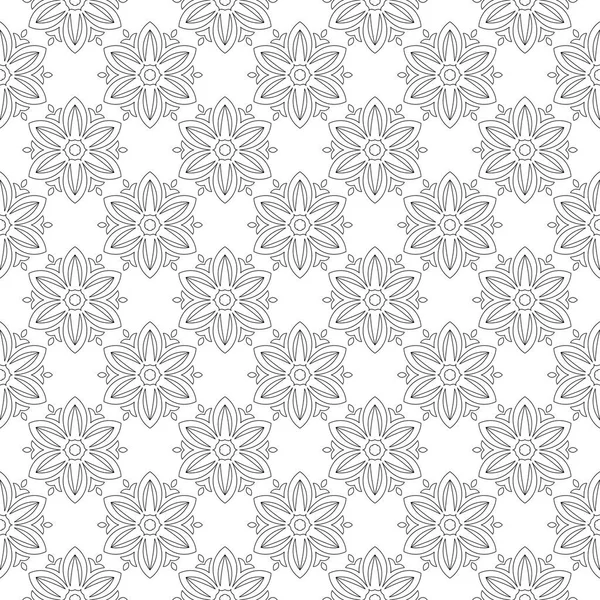 Zwarte Bloemen Ornament Witte Naadloze Achtergrond Naadloze Patroon Voor Textiel — Stockvector