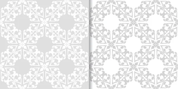 Fondo Floral Gris Claro Conjunto Patrones Sin Costura Para Textiles — Vector de stock