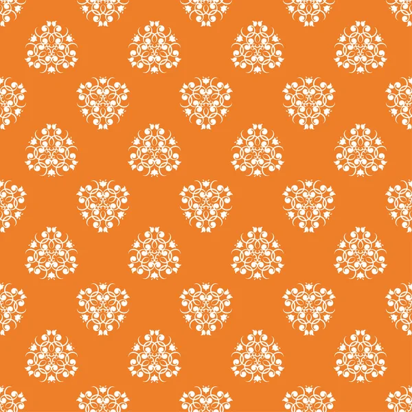 Wit Bloemmotief Oranje Achtergrond Naadloze Patroon Voor Textiel Wallpapers — Stockvector