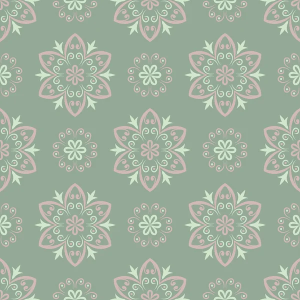 緑花の背景 花の壁紙 織物および生地のためのデザインとのシームレスなパターン — ストックベクタ
