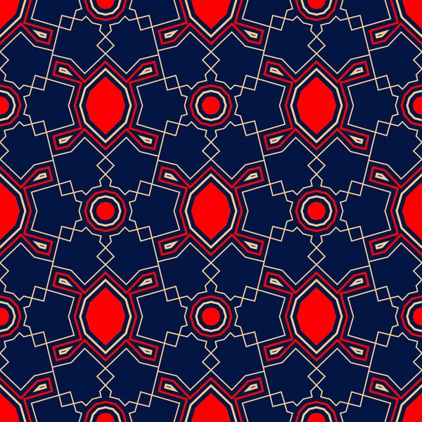 Patrón Geométrico Sin Costura Fondo Color Rojo Beige Azul Para — Vector de stock