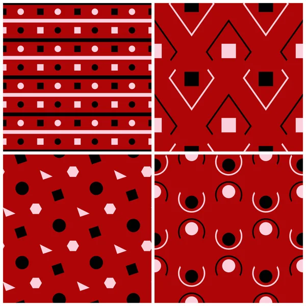 Fondos Sin Costura Rojos Con Patrones Geométricos Blanco Negro Para — Archivo Imágenes Vectoriales
