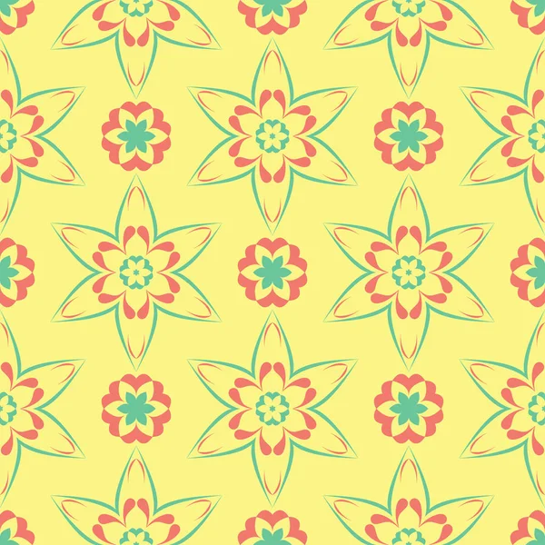 Bezešvé Pozadí Květinovým Vzorem Jasně Žluté Růžové Modré Pozadí Tapety — Stockový vektor