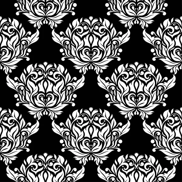 Witte Bloemen Ornament Zwarte Achtergrond Naadloze Patroon Voor Textiel Wallpapers — Stockvector