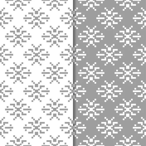 Grijze Witte Geometrische Ornamenten Set Van Naadloze Patronen Voor Web — Stockvector