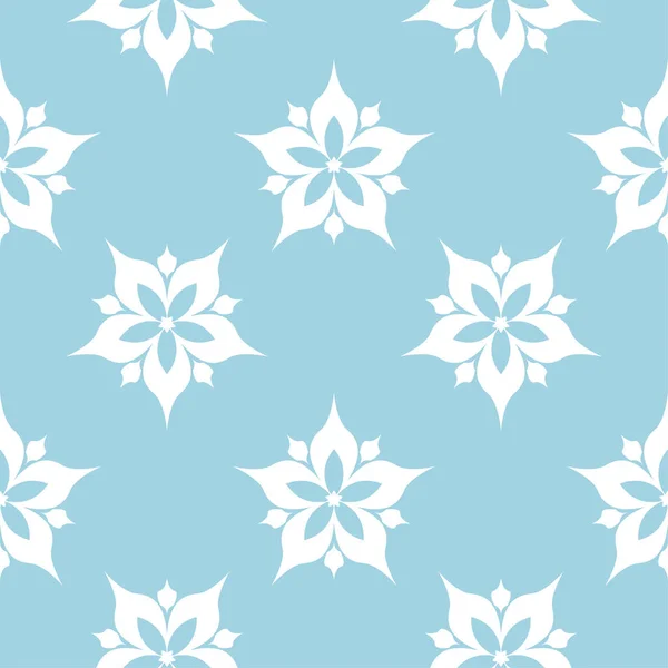 Ornement Floral Blanc Sur Fond Bleu Modèle Sans Couture Pour — Image vectorielle