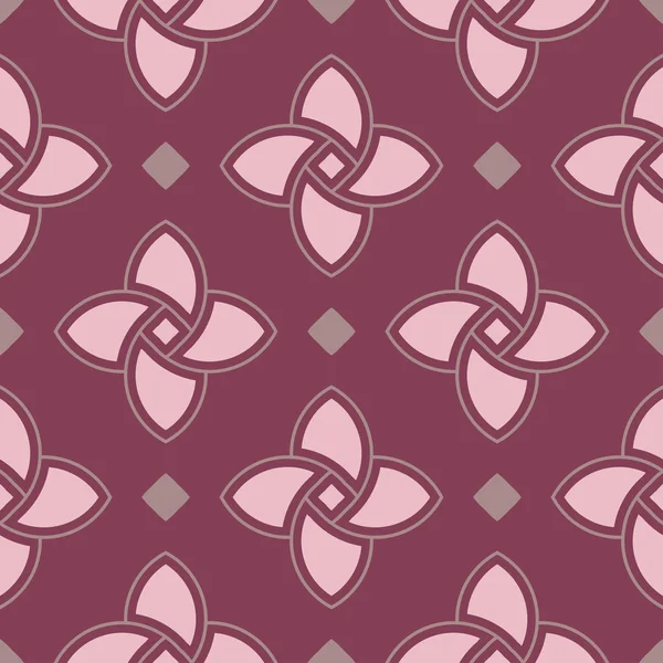 幾何学的なシームレス パターン テキスタイル ファブリックの紫赤背景 — ストックベクタ