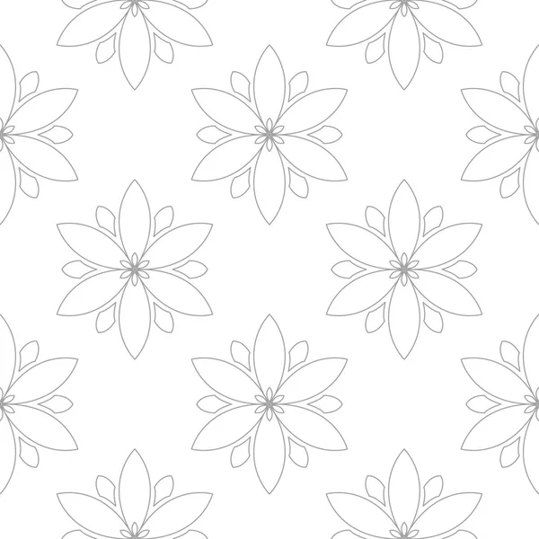 Adorno Floral Gris Claro Sobre Fondo Blanco Patrón Sin Costuras — Vector de stock