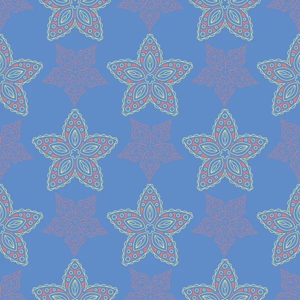 Patrón Sin Costura Azul Floral Fondo Brillante Con Elementos Flores — Vector de stock