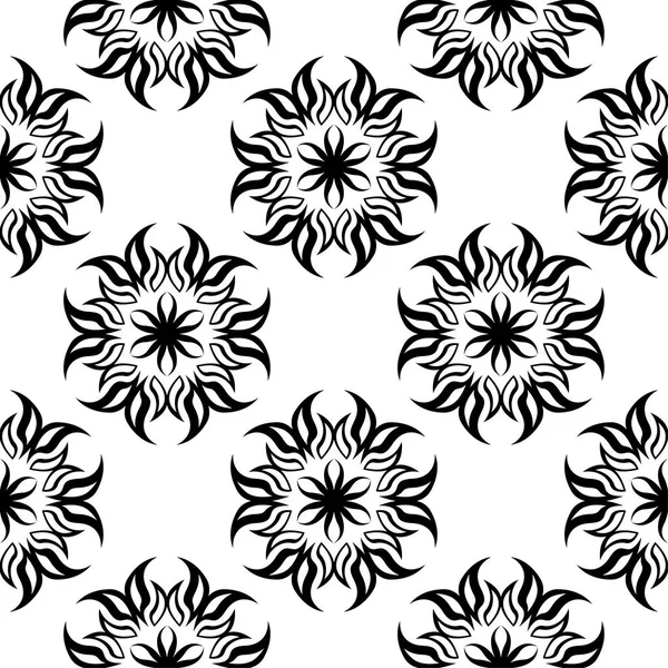 Fleurs Noires Sur Fond Blanc Modèle Sans Couture Pour Textile — Image vectorielle