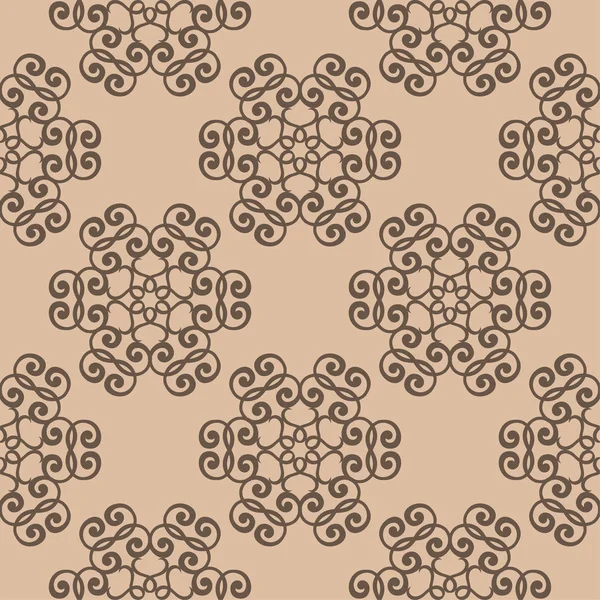 Brązowy Kwiatowy Ornament Beżowym Tle Jednolity Wzór Włókienniczych Tapety — Wektor stockowy