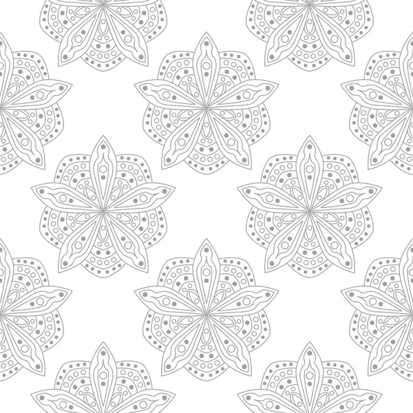 Diseño Floral Gris Claro Sobre Fondo Blanco Patrón Sin Costuras — Vector de stock