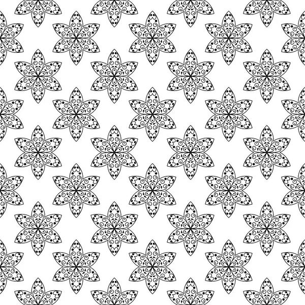 Zwarte Bloemdessin Witte Achtergrond Naadloze Patroon Voor Textiel Wallpapers — Stockvector