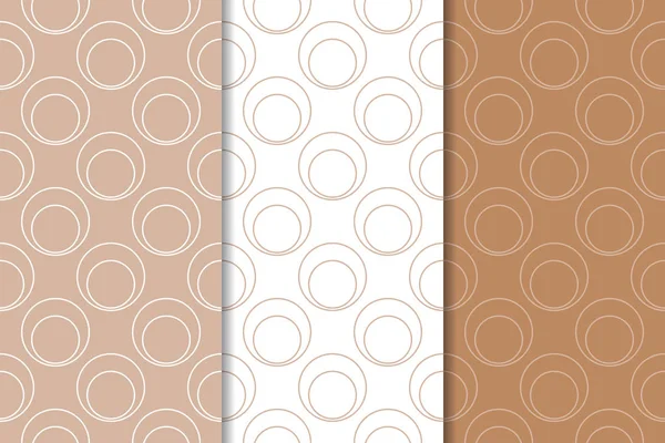 Kahverengi ve beyaz geometrik süsler. Web, Tekstil ve duvar kağıtları için dikişsiz desen seti