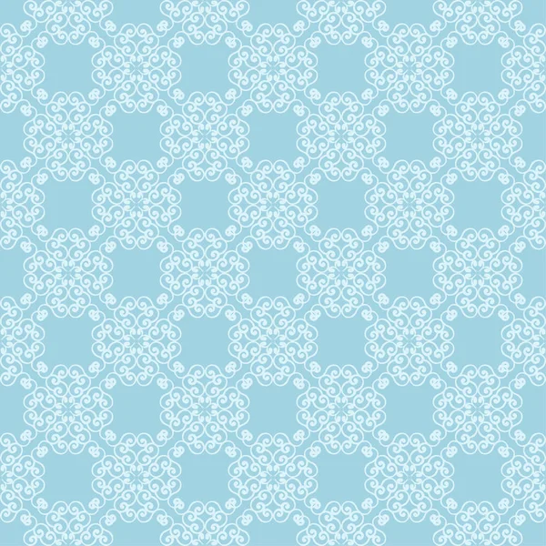 白と青の花模様 テキスタイルや壁紙のためのシームレスな飾り — ストックベクタ