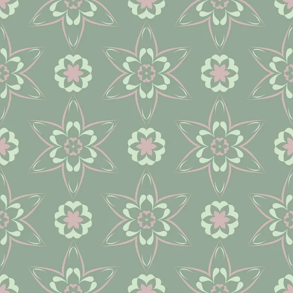 Olive Green Floral Seamless Pattern Pale Pink Elements Background Flower — Stock Vector