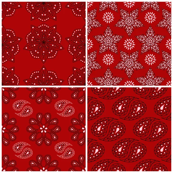 Kırmızı sorunsuz arka plan duvar kağıtları, Tekstil ve kumaş için siyah ve beyaz çiçek desenleri ile