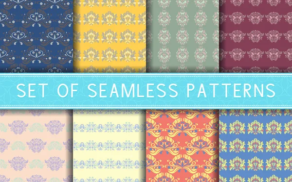 Bezešvé Vzory Kolekce Barevných Květinové Pozadí Pro Textilní Textilie Tapety — Stockový vektor