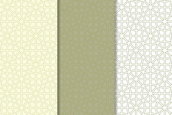 Web, Tekstil ve duvar kağıtları için dikey Dikişsiz desen zeytin yeşil ve beyaz geometrik dizi