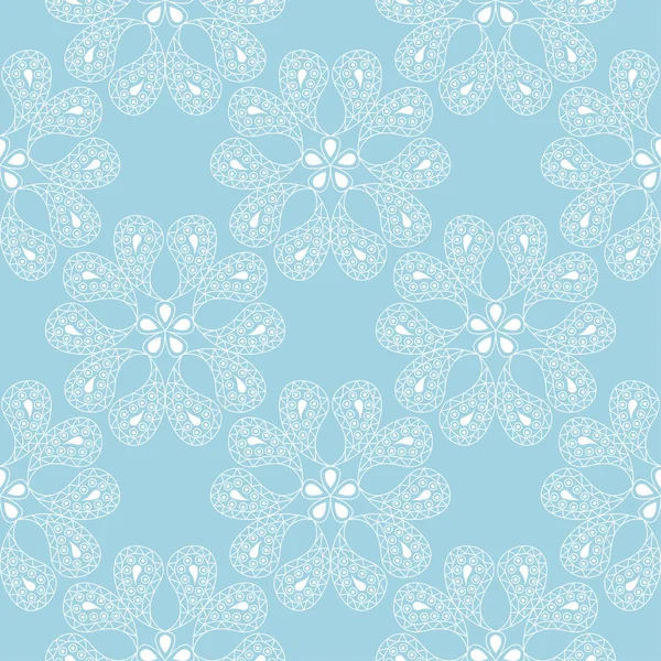 Ornement Floral Blanc Sur Fond Bleu Modèle Sans Couture Pour — Image vectorielle