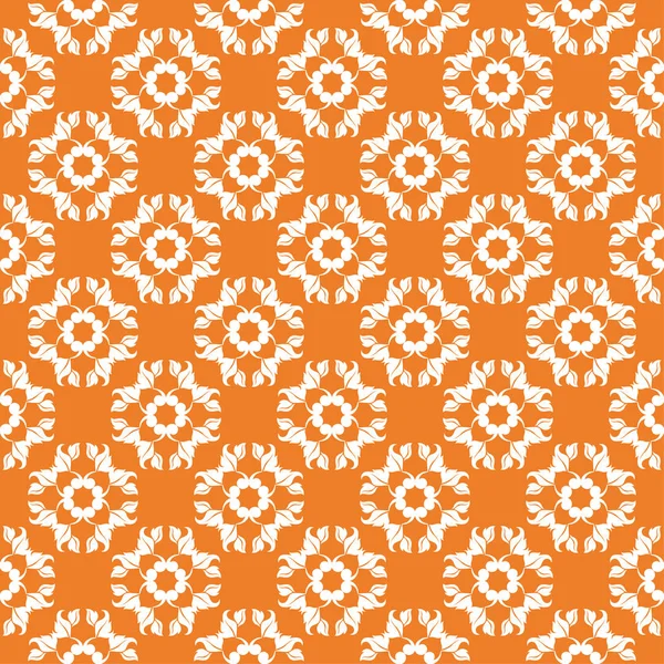 橙色和白色的花卉装饰品 纺织品和墙纸无缝图案 — 图库矢量图片