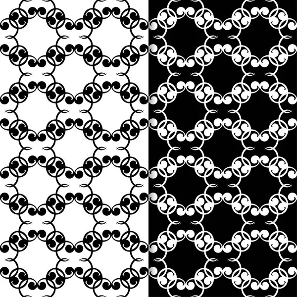 Black White Floral Backgrounds Set Seamless Patterns Textile Wallpapers — Stock Vector
