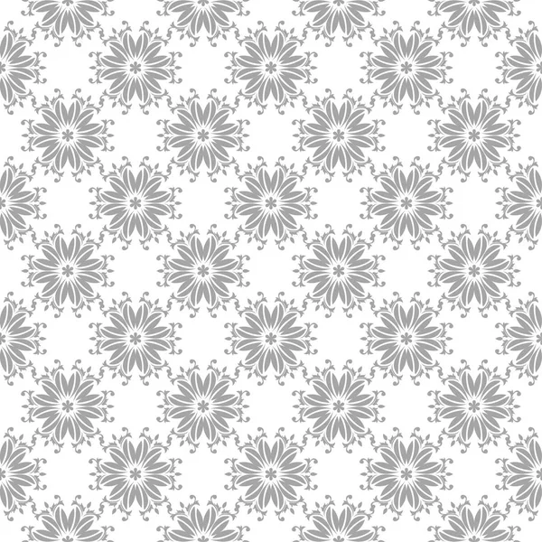 白色浅灰色花卉观赏设计 纺织品和墙纸无缝图案 — 图库矢量图片