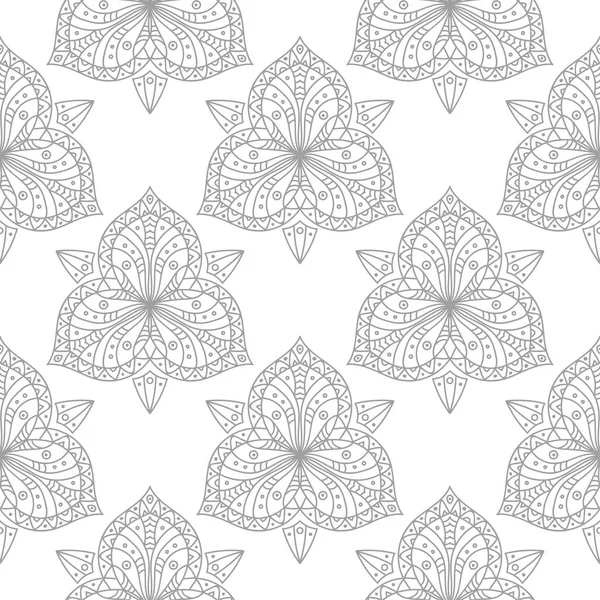 Beyaz arka plan üzerine açık gri çiçek süsleme. Tekstil ve duvar kağıtları için seamless modeli