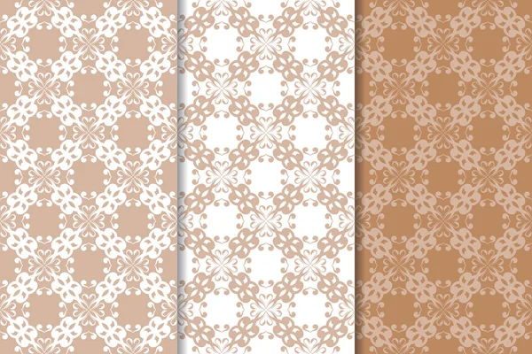 Braune Florale Hintergründe Nahtlose Muster Für Textilien Und Tapeten — Stockvektor