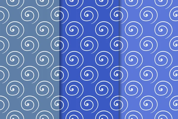 Conjunto Azul Patrones Geométricos Sin Costura Para Tela Textil Fondos — Vector de stock