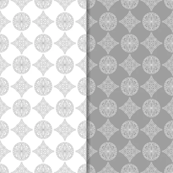 Серо Белые Геометрические Отпечатки Набор Плавных Шаблонов Паутины Текстиля Обоев — стоковый вектор