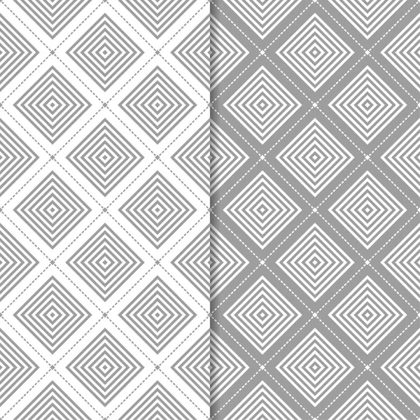 Set Geometric Ornaments Gray White Seamless Patterns Web Textile Wallpapers — Stock Vector