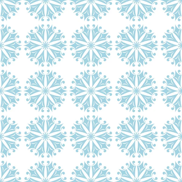 Blue Floral Ornament White Background Seamless Pattern Textile Wallpapers — Stock Vector