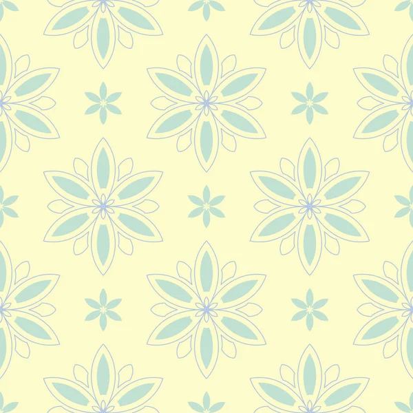 Florales Nahtloses Muster Beige Hintergrund Mit Hellblauen Und Grünen Blumenelementen — Stockvektor