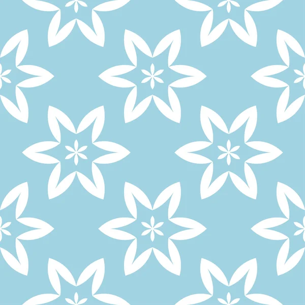 Ornamento Floral Branco Fundo Azul Padrão Sem Costura Para Têxteis — Vetor de Stock