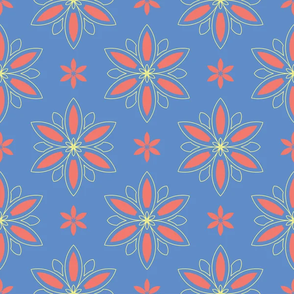 Motif Floral Sans Couture Fond Bleu Avec Des Éléments Fleurs — Image vectorielle