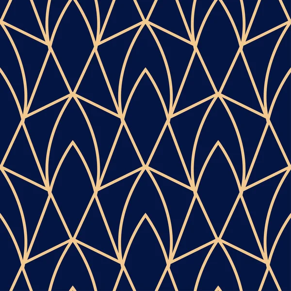 Gyllene Blå Geometrisk Ornament Seamless Mönster För Webb Textil Och — Stock vektor
