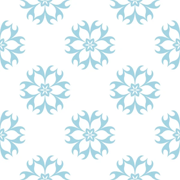Hellblauer Und Weißer Blumenschmuck Nahtloses Muster Für Textilien Und Tapeten — Stockvektor