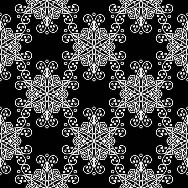 Black White Floral Ornament Seamless Pattern Textile Wallpapers — Stock Vector