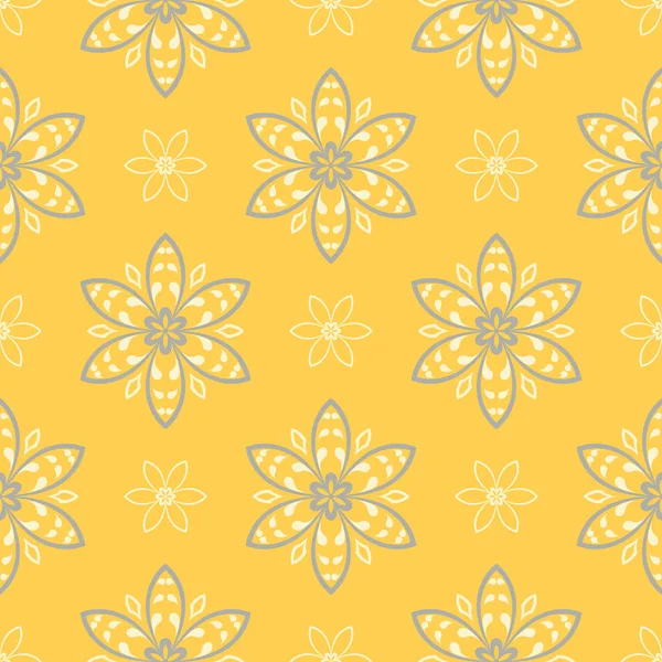 Motif Floral Sans Couture Fond Jaune Vif Avec Des Dessins — Image vectorielle