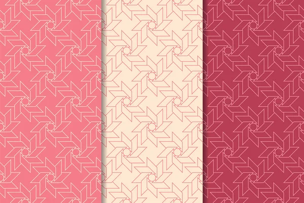 Ensemble Ornements Géométriques Motifs Sans Couture Rouge Cerise Pour Toile — Image vectorielle