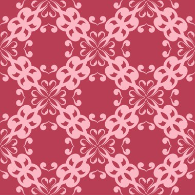 Kırmızı zemin üzerine çiçek süsleme. Tekstil ve duvar kağıtları için seamless modeli