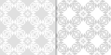 Işık gri çiçek süsler. Tekstil ve duvar kağıtları için dikişsiz desen seti