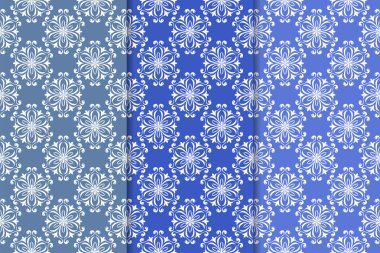 Çiçek desenleri kümesi. Mavi dikey Dikişsiz desen. Duvar kağıdı arka plan