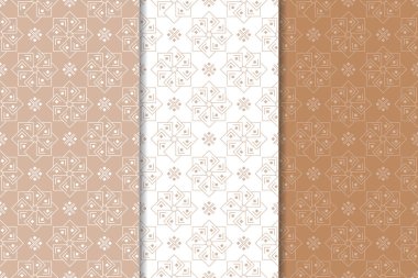 Kahverengi çiçek arka planlar. Tekstil ve duvar kağıtları için dikişsiz desen seti