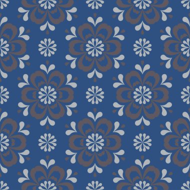 Mavi çiçek sorunsuz arka plan. Tasarım deseni duvar kağıtları, Tekstil ve kumaş çiçek öğeleri